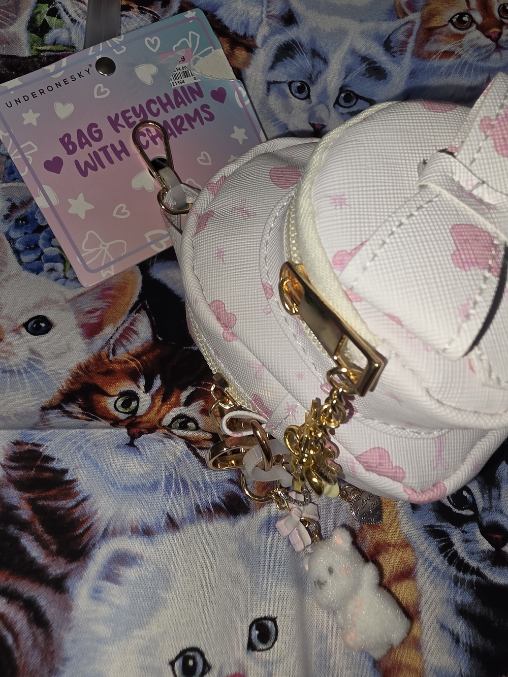 Under One Sky Pink Mini Backpack Keychain Charm - Picture 2 of 3